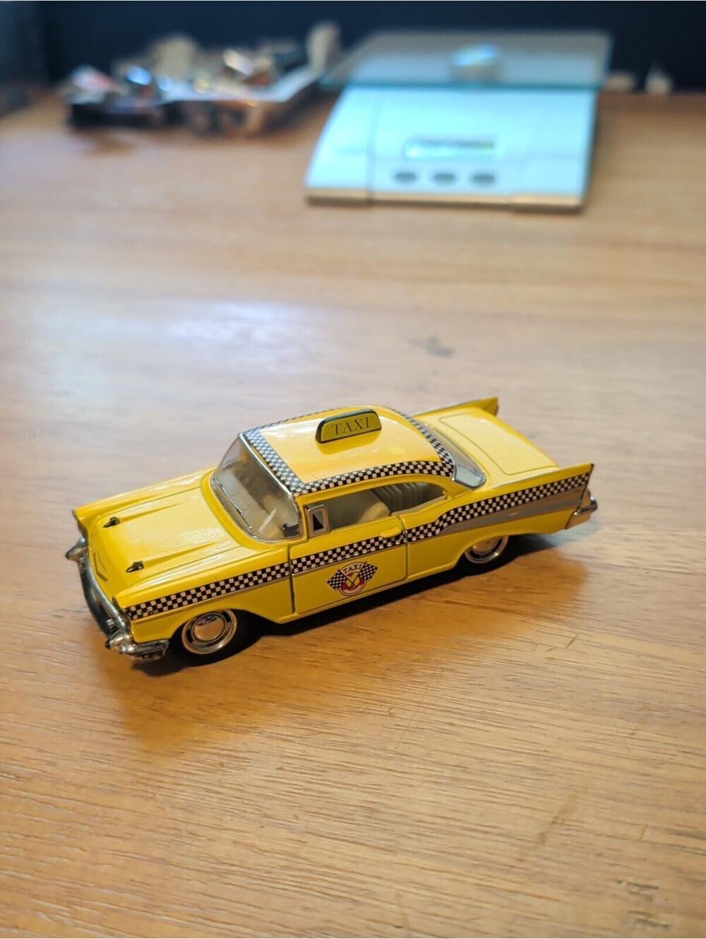 1957 Chevy Bel Air Taxi Cab 1:40 Scale Diecast Model Yellow by Kinsmart